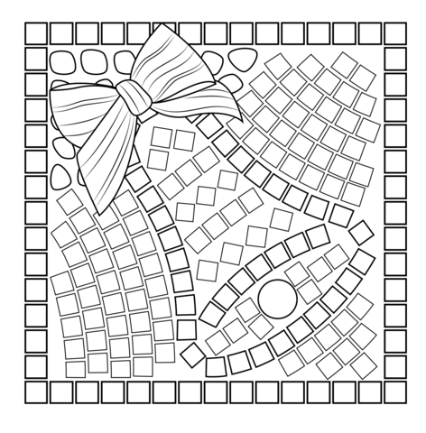 Christmas Bell Mosaic Coloring Page